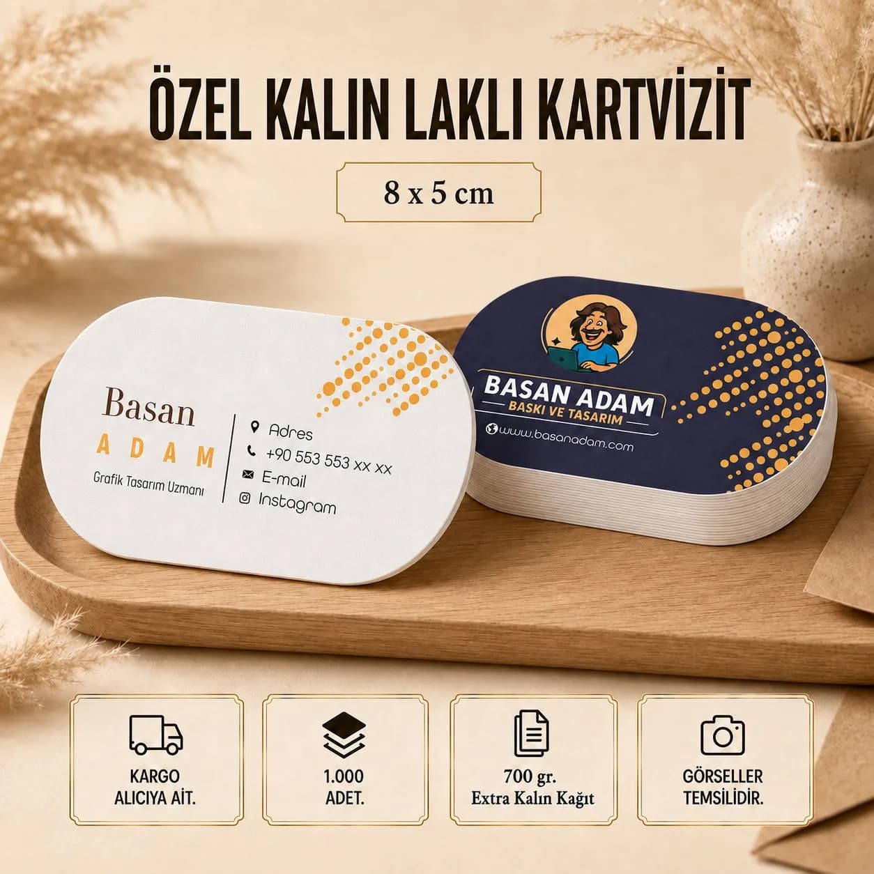 Özel Kalın Laklı Kartvizit baskı örneği 1
